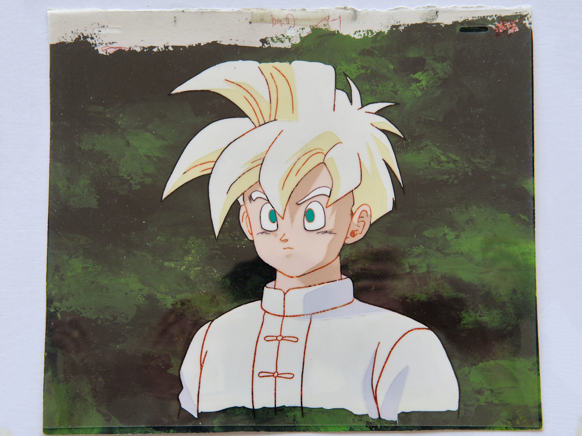 Dragon Ball Z anime production cel Gohan Super Saiyan with rare chinese outfiten tenue with original background from ep 170